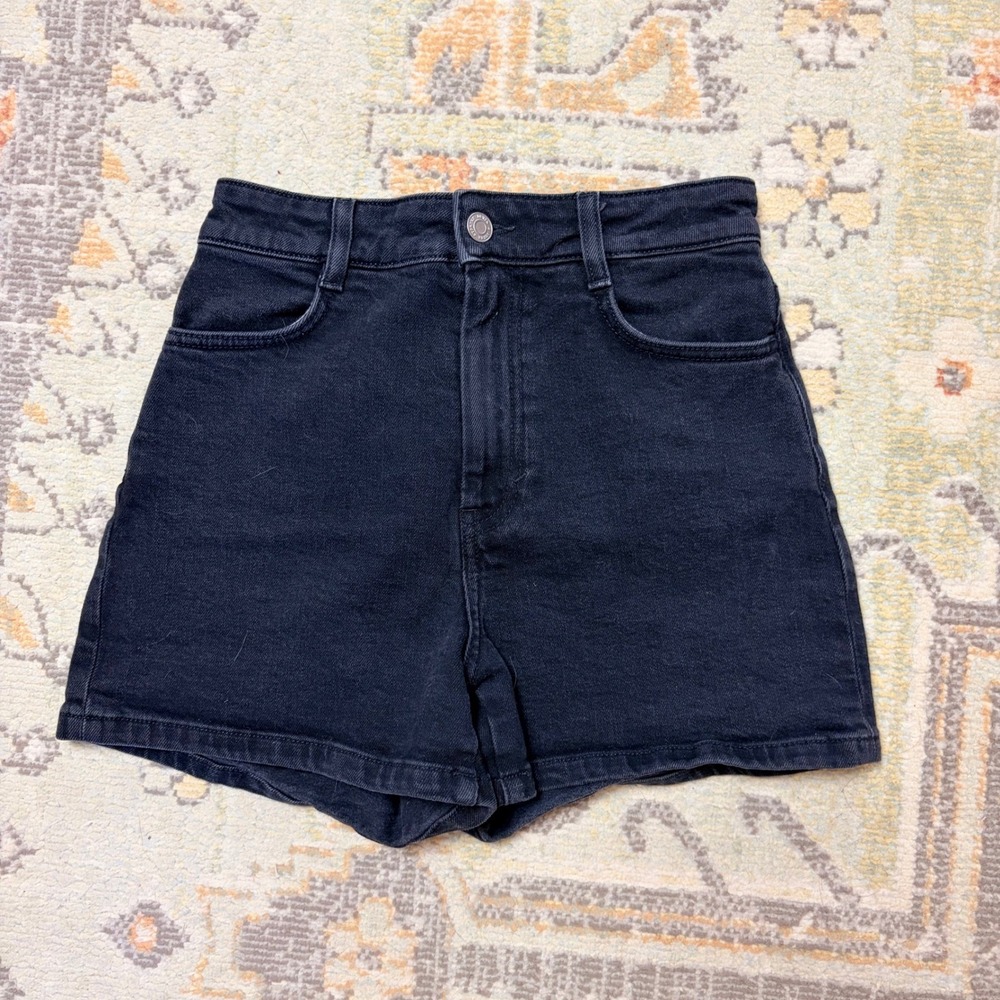 & Other Stories Los Angeles Atelier Black High Waisted Denim Shorts Size 2 NWT - Picture 2 of 7